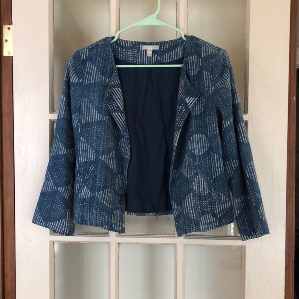 Eileen Fisher indigo print jacket XXS